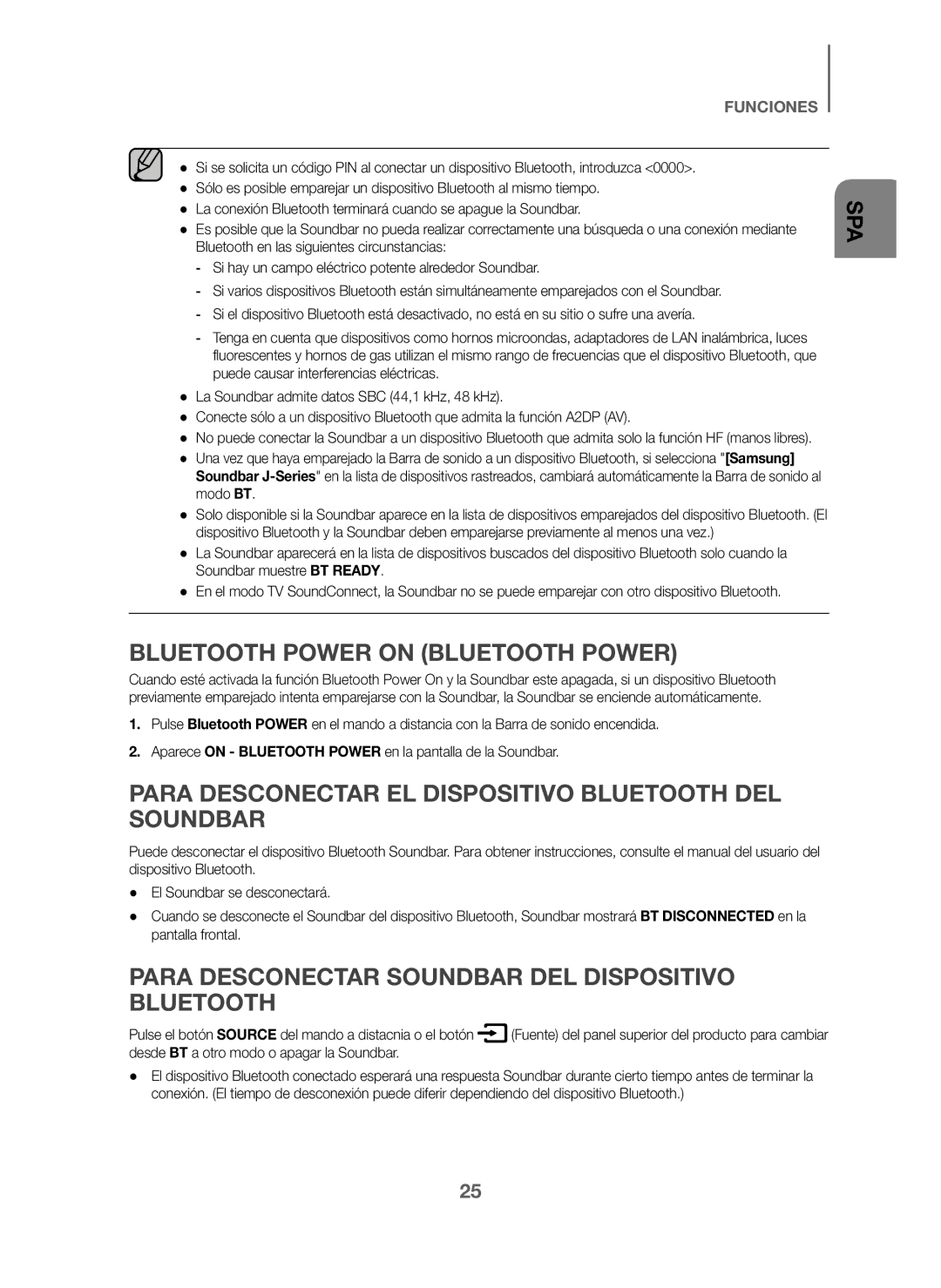 Samsung HW-J6000/ZF, HW-J6001/ZF manual Para Desconectar EL Dispositivo Bluetooth DEL Soundbar 