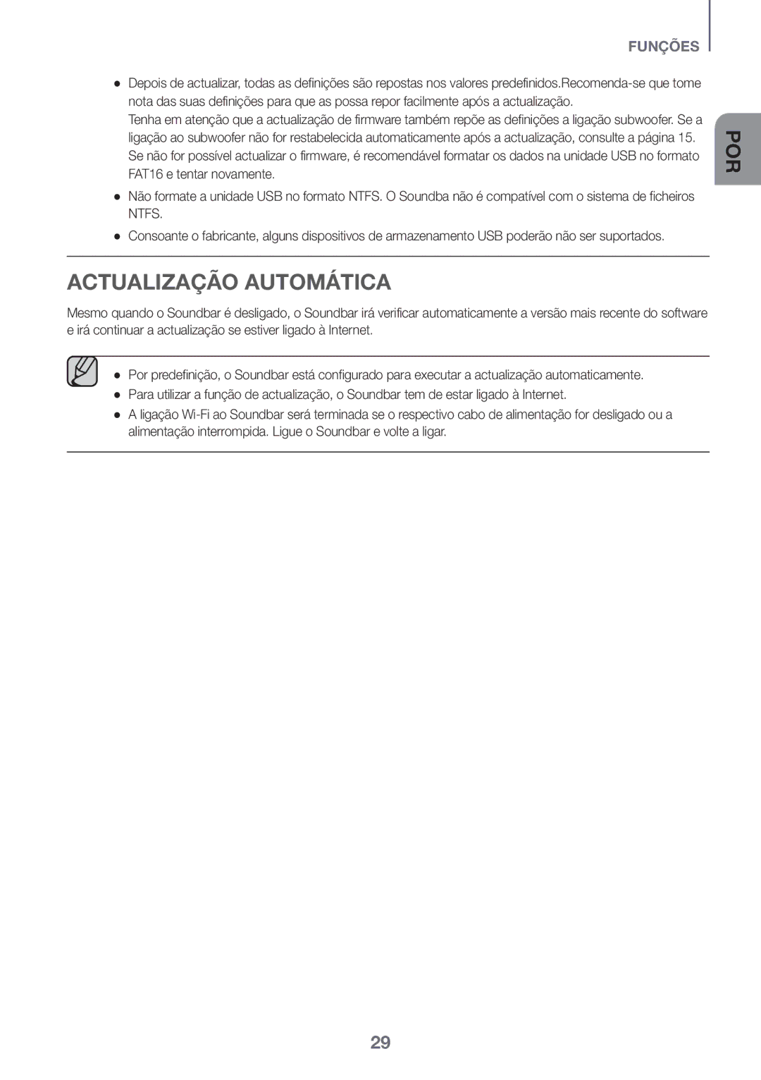 Samsung HW-J6502/ZF, HW-J6500/ZF, HW-J6501/ZF manual Actualização Automática 