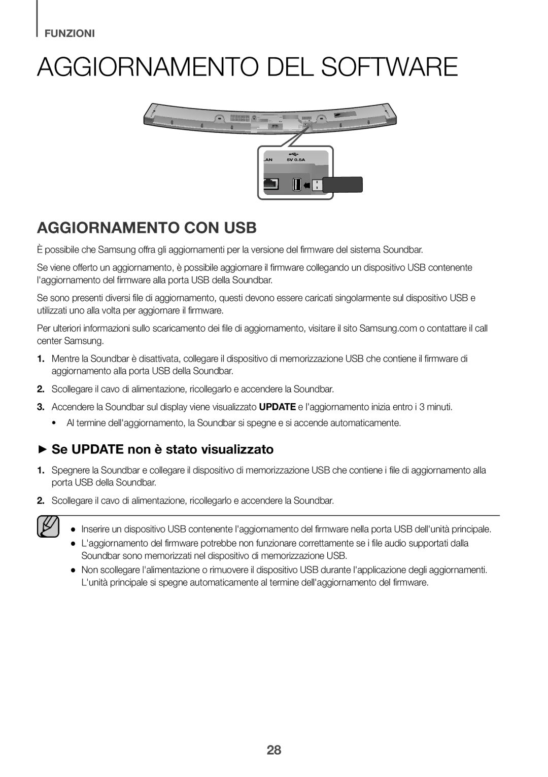 Samsung HW-J6500/ZF, HW-J6501/ZF Aggiornamento DEL Software, Aggiornamento CON USB, ++Se Update non è stato visualizzato 