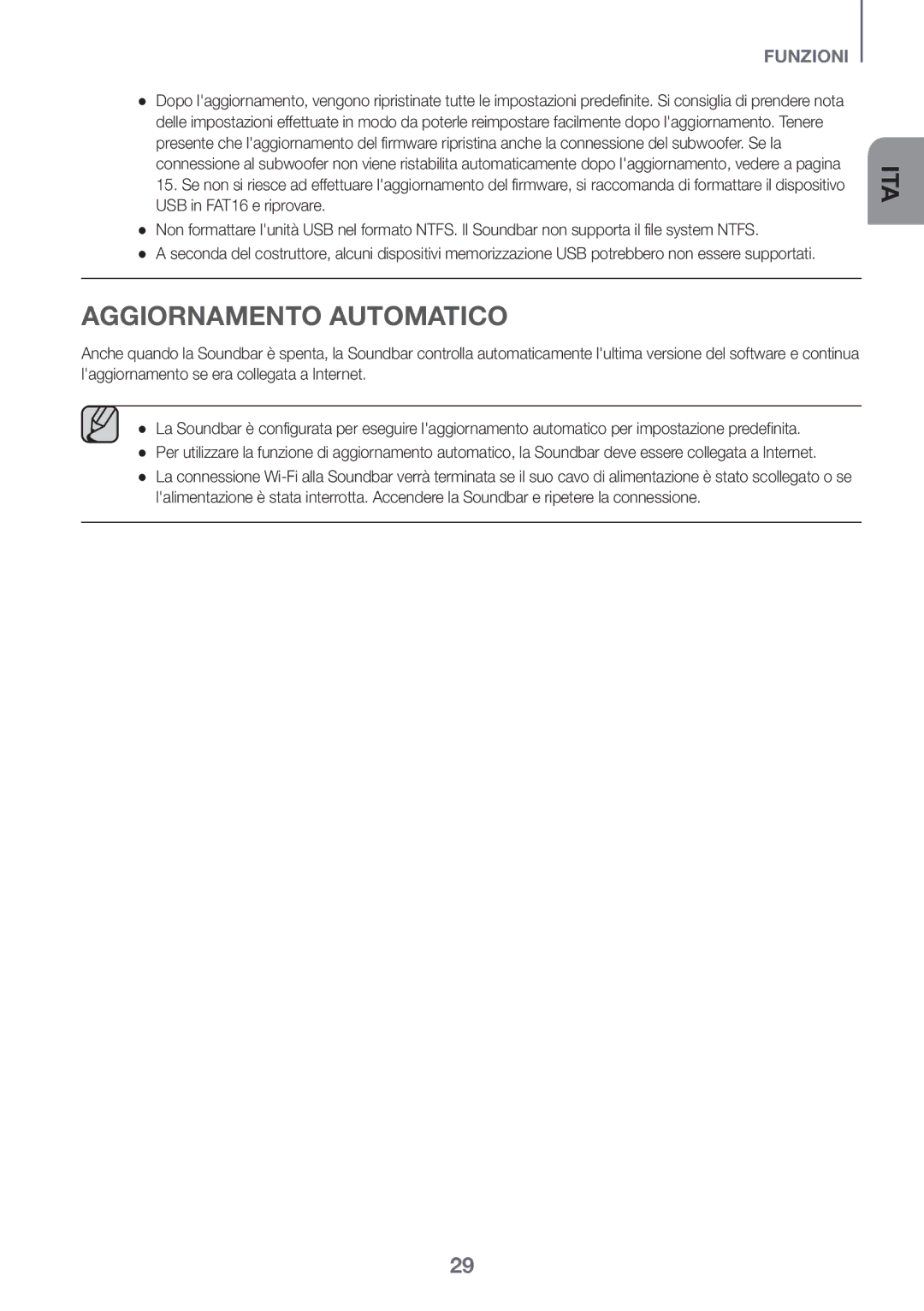 Samsung HW-J6501/ZF, HW-J6500/ZF, HW-J6502/ZF manual Aggiornamento Automatico 