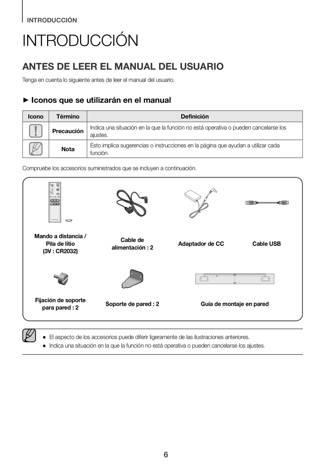 Samsung HW-J6501/ZF Introducción, Antes DE Leer EL Manual DEL Usuario, ++Iconos que se utilizarán en el manual 