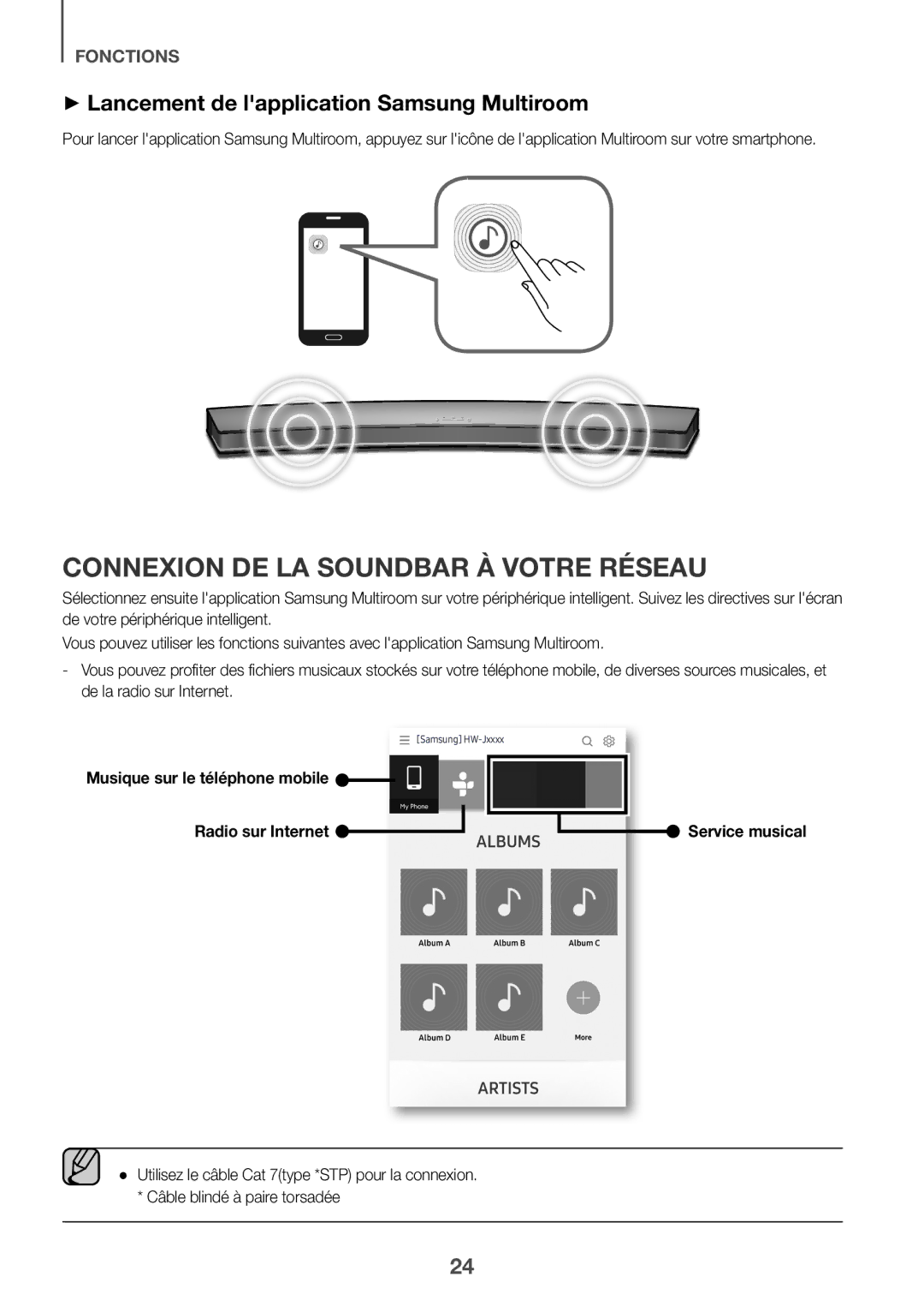 Samsung HW-J6501R/EN, HW-J6500R/EN Connexion DE LA Soundbar À Votre Réseau, ++Lancement de lapplication Samsung Multiroom 