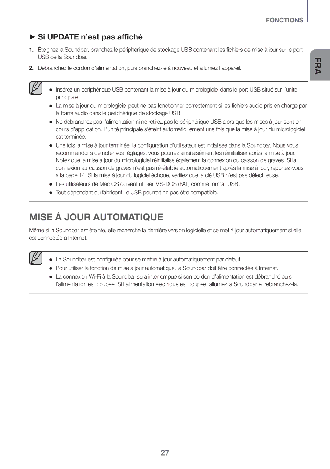 Samsung HW-J6501R/XN, HW-J6501R/EN, HW-J6500R/EN, HW-J6501R/ZF manual Mise À Jour Automatique, ++Si Update n’est pas affiché 