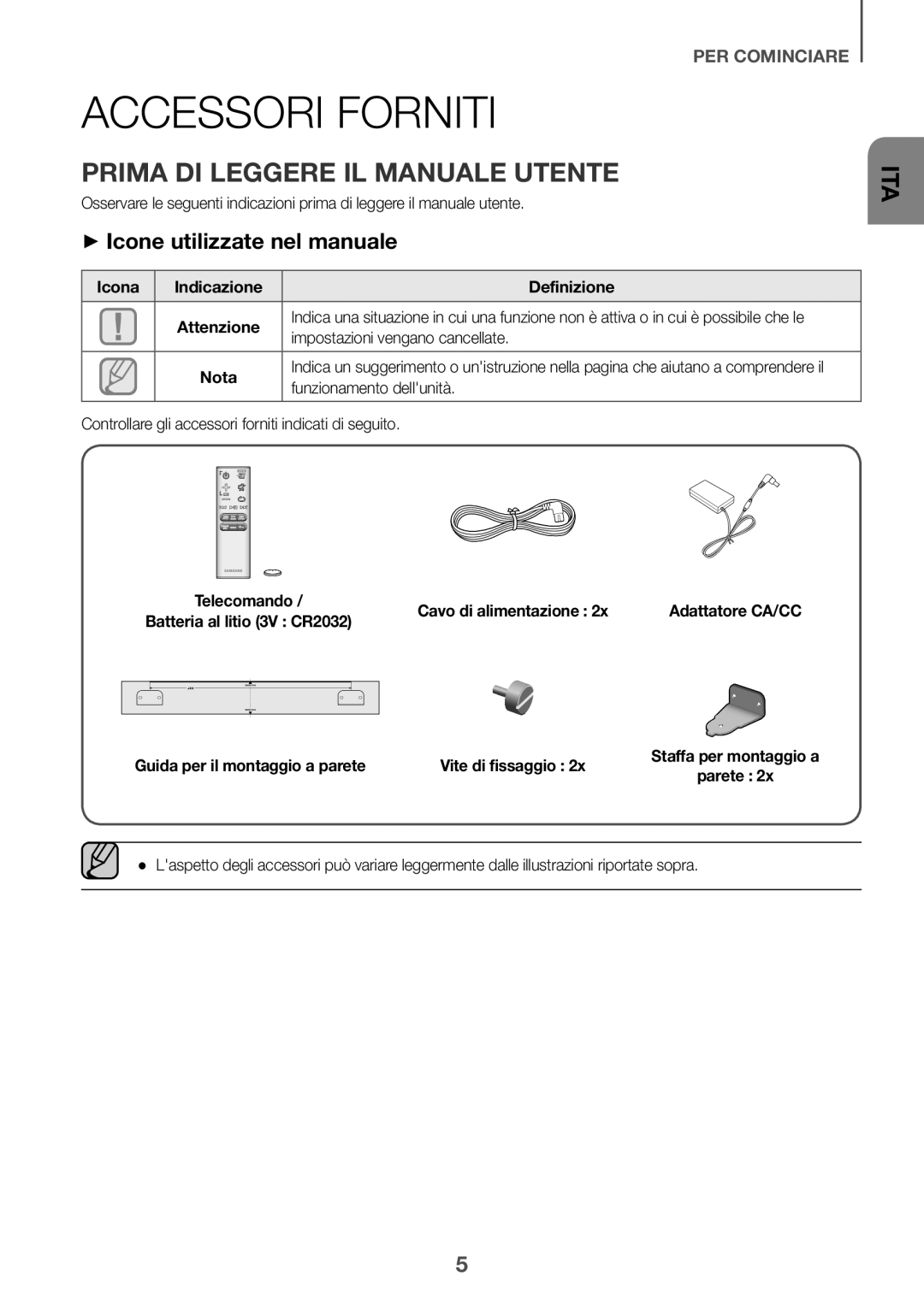 Samsung HW-J6511R/XE, HW-J6501R/EN Accessori Forniti, Prima DI Leggere IL Manuale Utente, ++Icone utilizzate nel manuale 