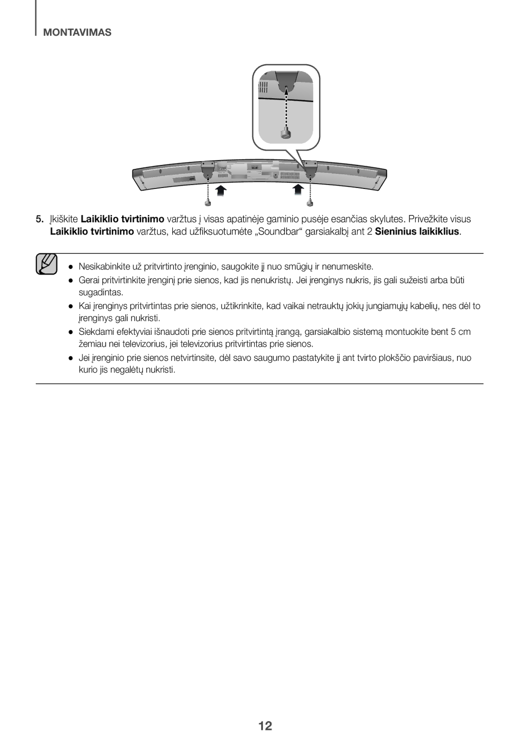 Samsung HW-J6501R/XN, HW-J6501R/EN, HW-J6500R/EN, HW-J6501R/ZF, HW-J6511R/XE, HW-J6510R/XE, HW-J6500R/XN manual Montavimas 