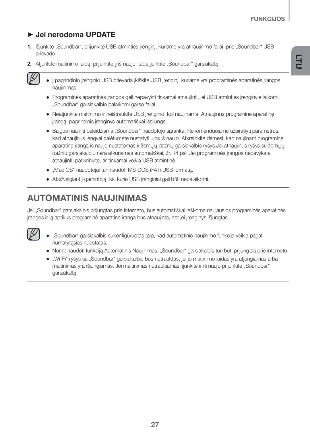 Samsung HW-J6511R/XE, HW-J6501R/EN, HW-J6500R/EN, HW-J6501R/ZF, HW-J6501R/XN Automatinis Naujinimas, ++Jei nerodoma Update 