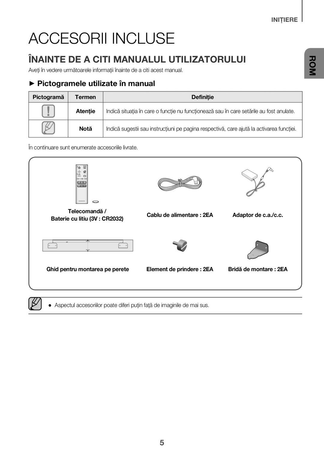 Samsung HW-J6501R/ZF Accesorii Incluse, Înainte DE a Citi Manualul Utilizatorului, ++Pictogramele utilizate în manual 