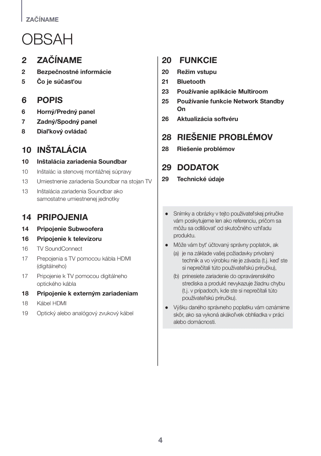 Samsung HW-J6501R/EN manual Bezpečnostné informácie Čo je súčasťou, Horný/Predný panel Zadný/Spodný panel Diaľkový ovládač 