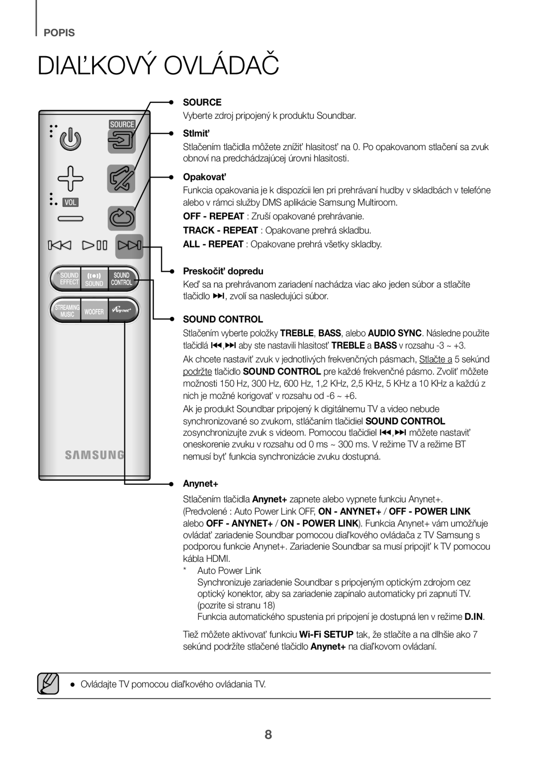 Samsung HW-J6511R/XE, HW-J6501R/EN, HW-J6500R/EN, HW-J6501R/ZF manual Diaľkový Ovládač, Stlmiť, Opakovať, Preskočiť dopredu 