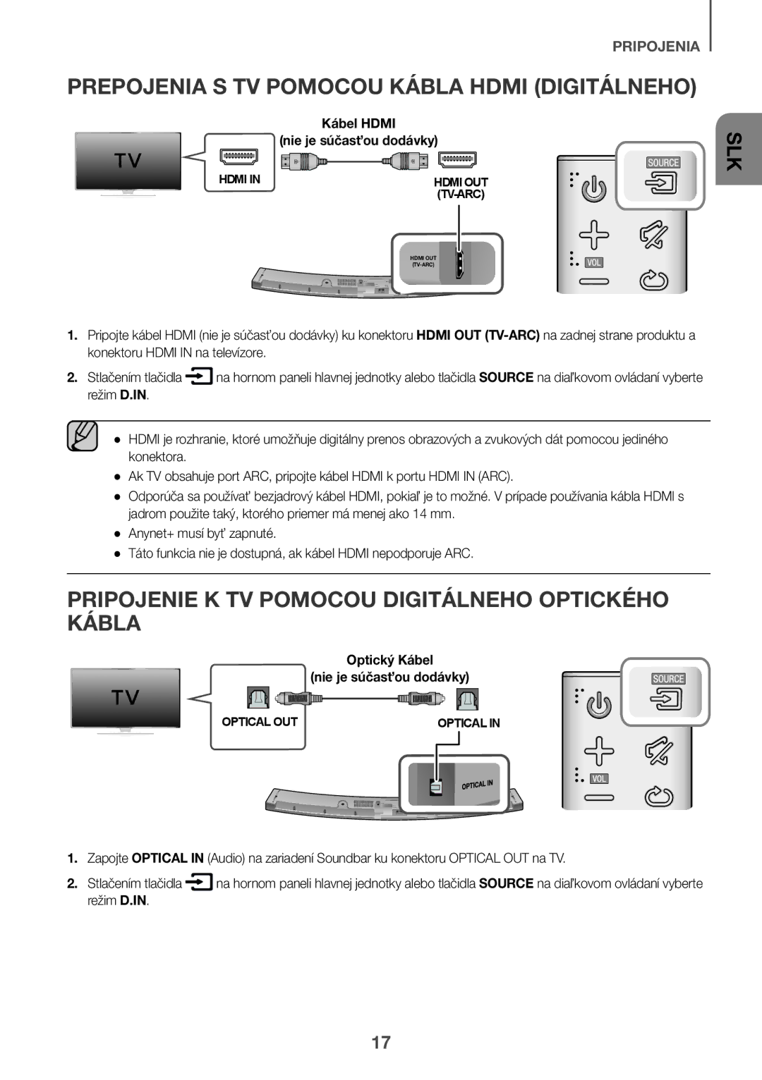 Samsung HW-J6500R/XN Prepojenia S TV Pomocou Kábla Hdmi Digitálneho, Pripojenie K TV Pomocou Digitálneho Optického Kábla 