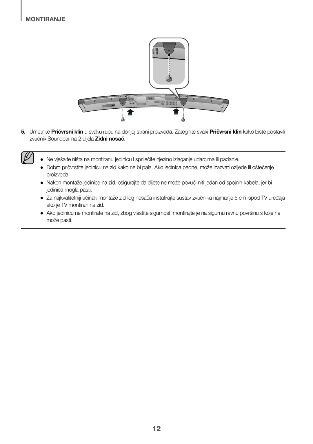 Samsung HW-J6511R/XE, HW-J6501R/EN, HW-J6500R/EN, HW-J6501R/ZF, HW-J6501R/XN, HW-J6510R/XE, HW-J6500R/XN manual Montiranje 