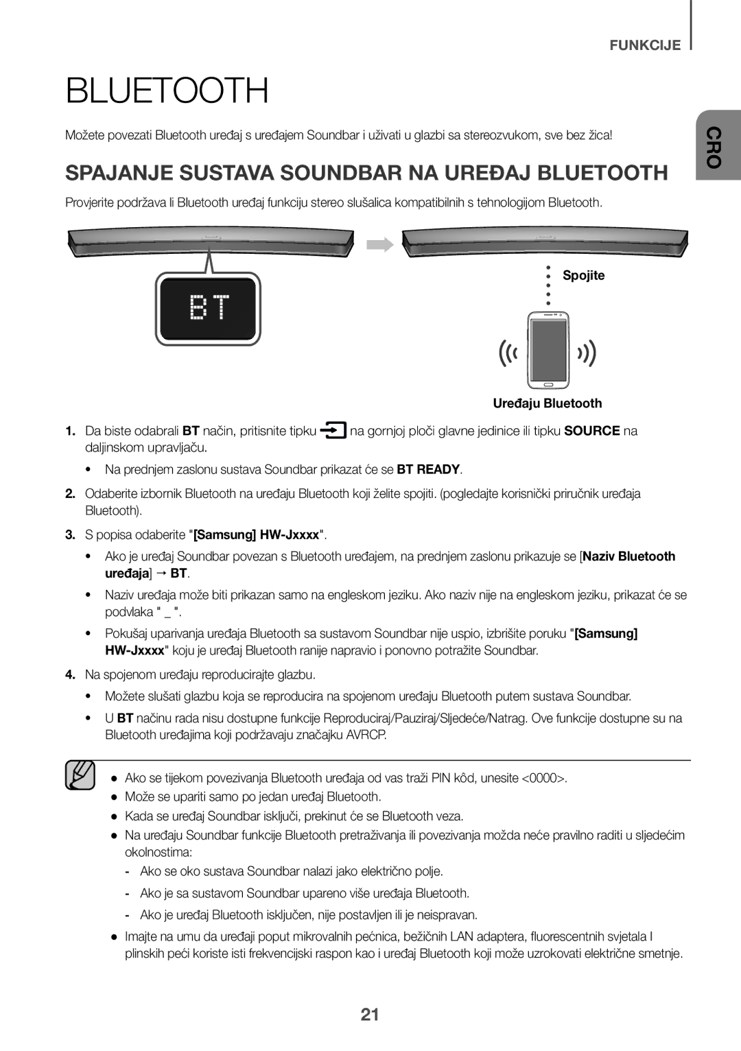 Samsung HW-J6500R/XN, HW-J6501R/EN, HW-J6500R/EN manual Spajanje Sustava Soundbar NA Uređaj Bluetooth, Daljinskom upravljaču 