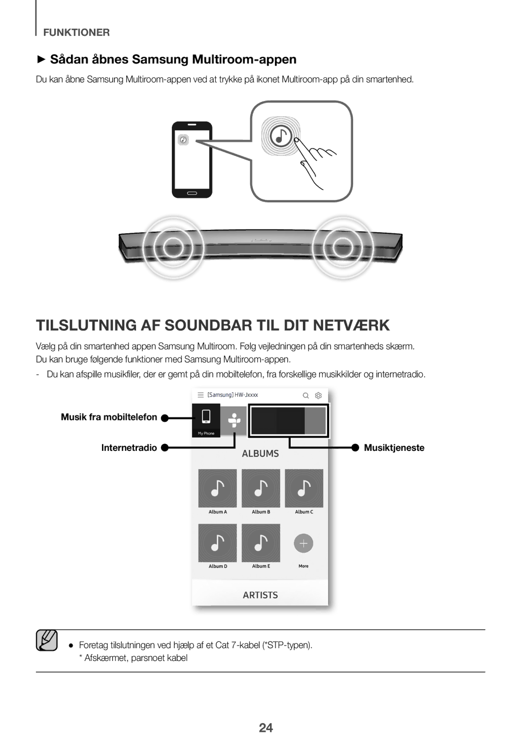 Samsung HW-J6500R/XN, HW-J6501R/EN manual Tilslutning AF Soundbar TIL DIT Netværk, ++Sådan åbnes Samsung Multiroom-appen 