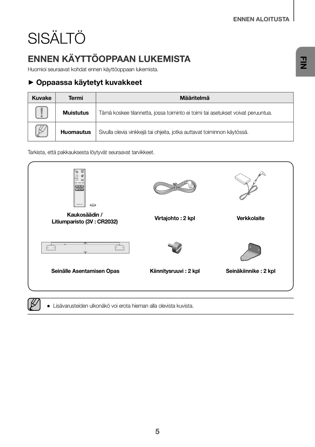 Samsung HW-J6511R/XE, HW-J6501R/EN, HW-J6500R/EN, HW-J6501R/ZF Ennen Käyttöoppaan Lukemista, ++Oppaassa käytetyt kuvakkeet 