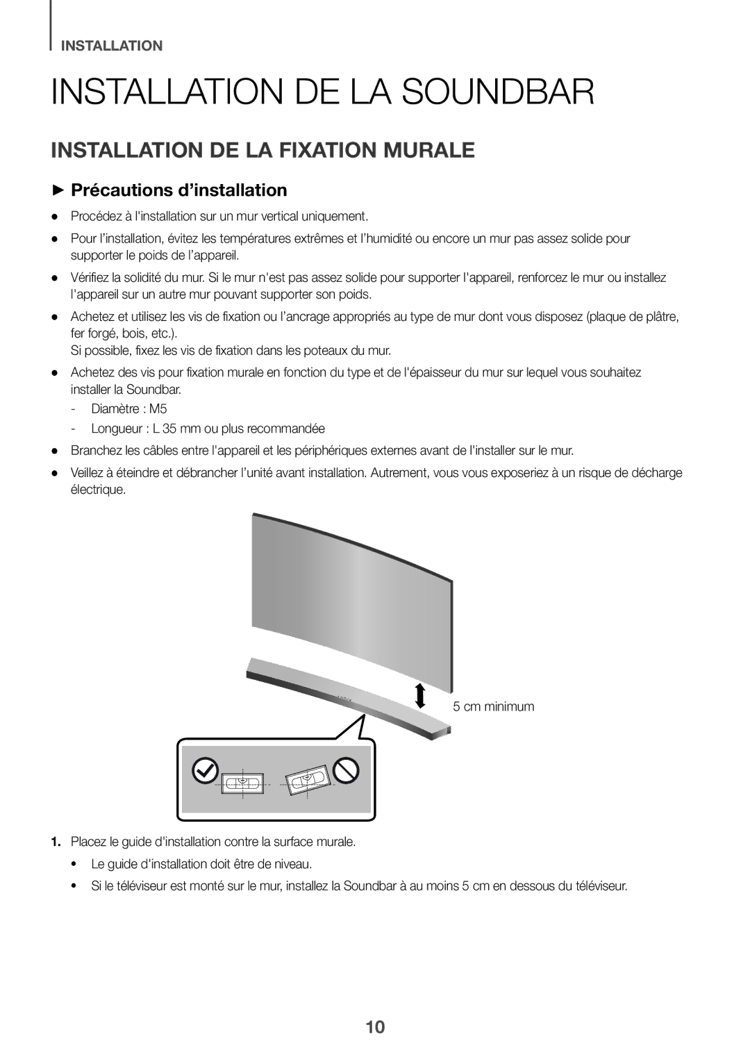 Samsung HW-J6510R/XE, HW-J6501R/EN, HW-J6500R/EN, HW-J6501R/ZF, HW-J6501R/XN, HW-J6511R/XE manual Installation DE LA Soundbar 