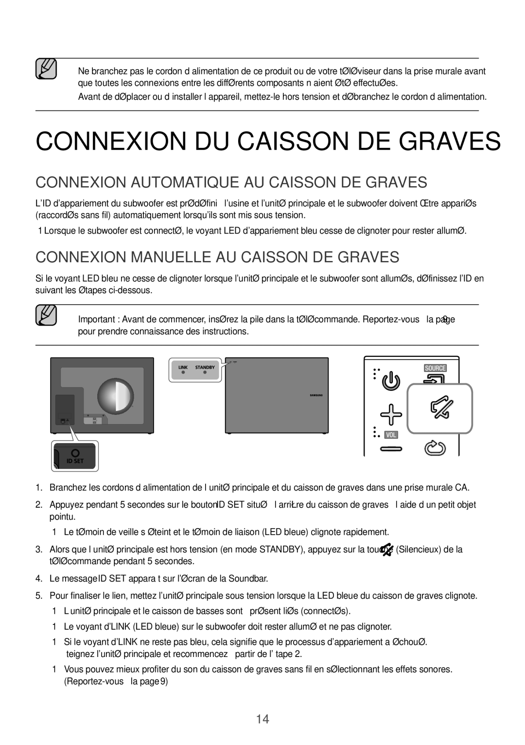 Samsung HW-J6501R/ZF, HW-J6501R/EN, HW-J6500R/EN Connexion DU Caisson DE Graves, Connexion Automatique AU Caisson DE Graves 