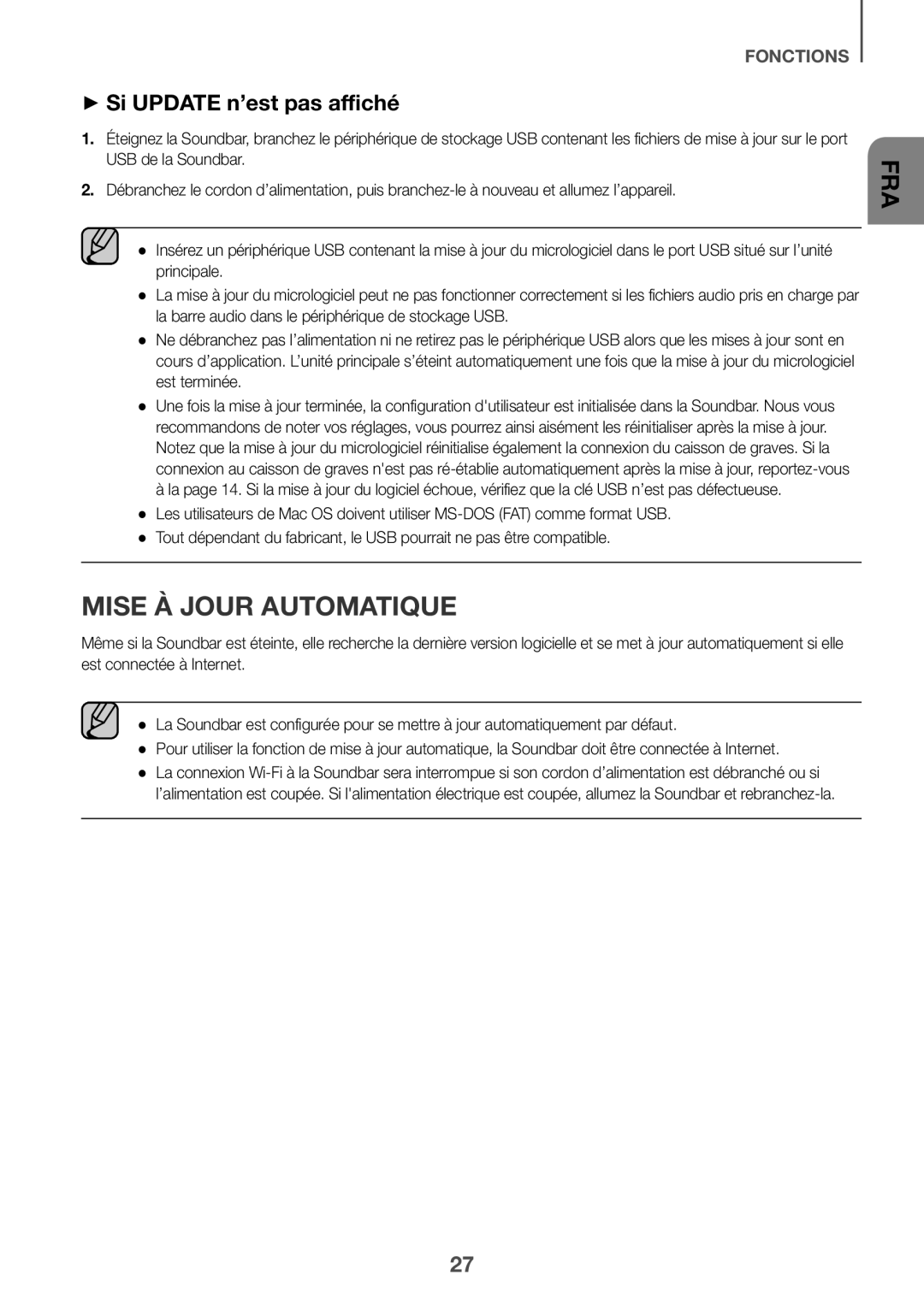 Samsung HW-J6500R/EN, HW-J6501R/EN, HW-J6501R/ZF, HW-J6501R/XN manual Mise À Jour Automatique, ++Si Update n’est pas affiché 