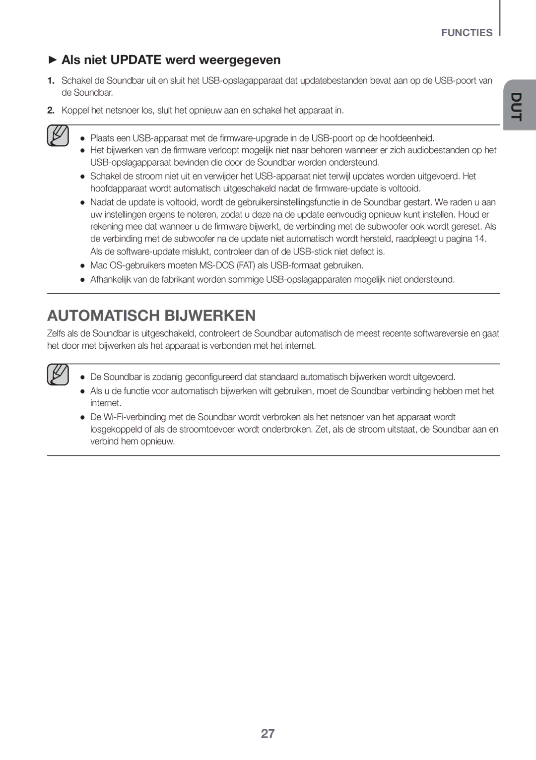 Samsung HW-J6510R/XE, HW-J6501R/EN, HW-J6500R/EN, HW-J6501R/ZF Automatisch Bijwerken, ++Als niet Update werd weergegeven 