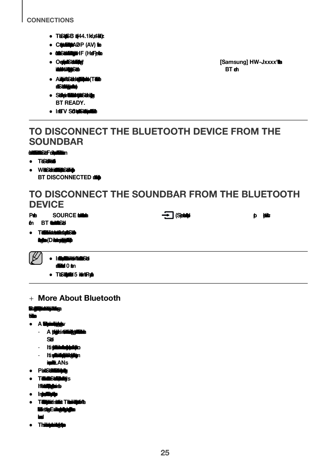 Samsung HW-J6500/ZF, HW-J6502/EN, HW-J6500/EN To Disconnect the Bluetooth Device from the Soundbar, ++More About Bluetooth 