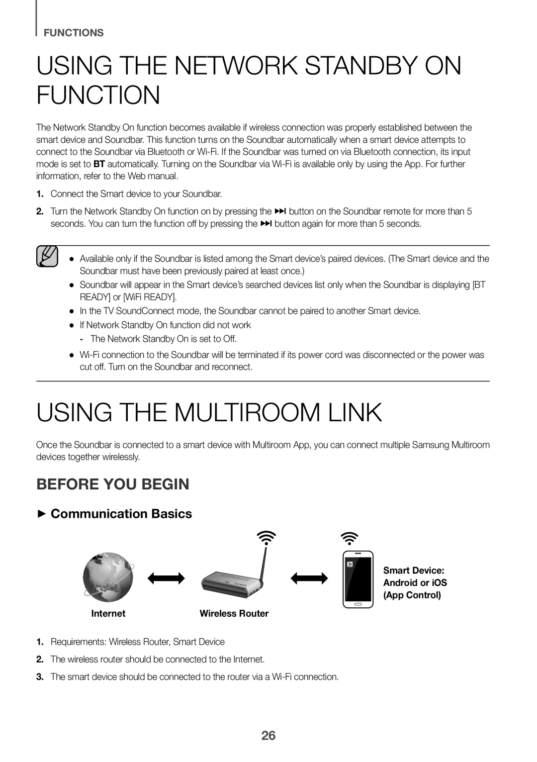 Samsung HW-J6501/ZF, HW-J6502/EN manual Using the Network Standby on Function, Using the Multiroom Link, Before YOU Begin 