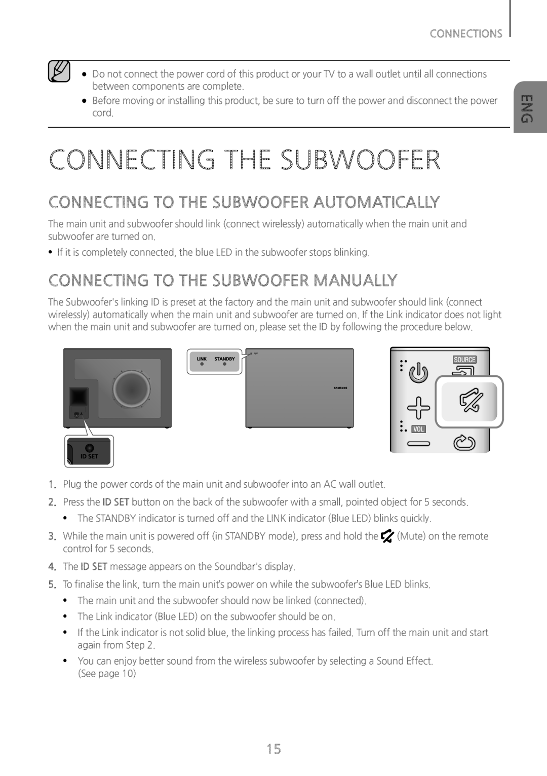 Samsung HW-J6501/ZF, HW-J6502/EN, HW-J6500/EN manual Connecting the Subwoofer, Connecting to the Subwoofer Automatically 