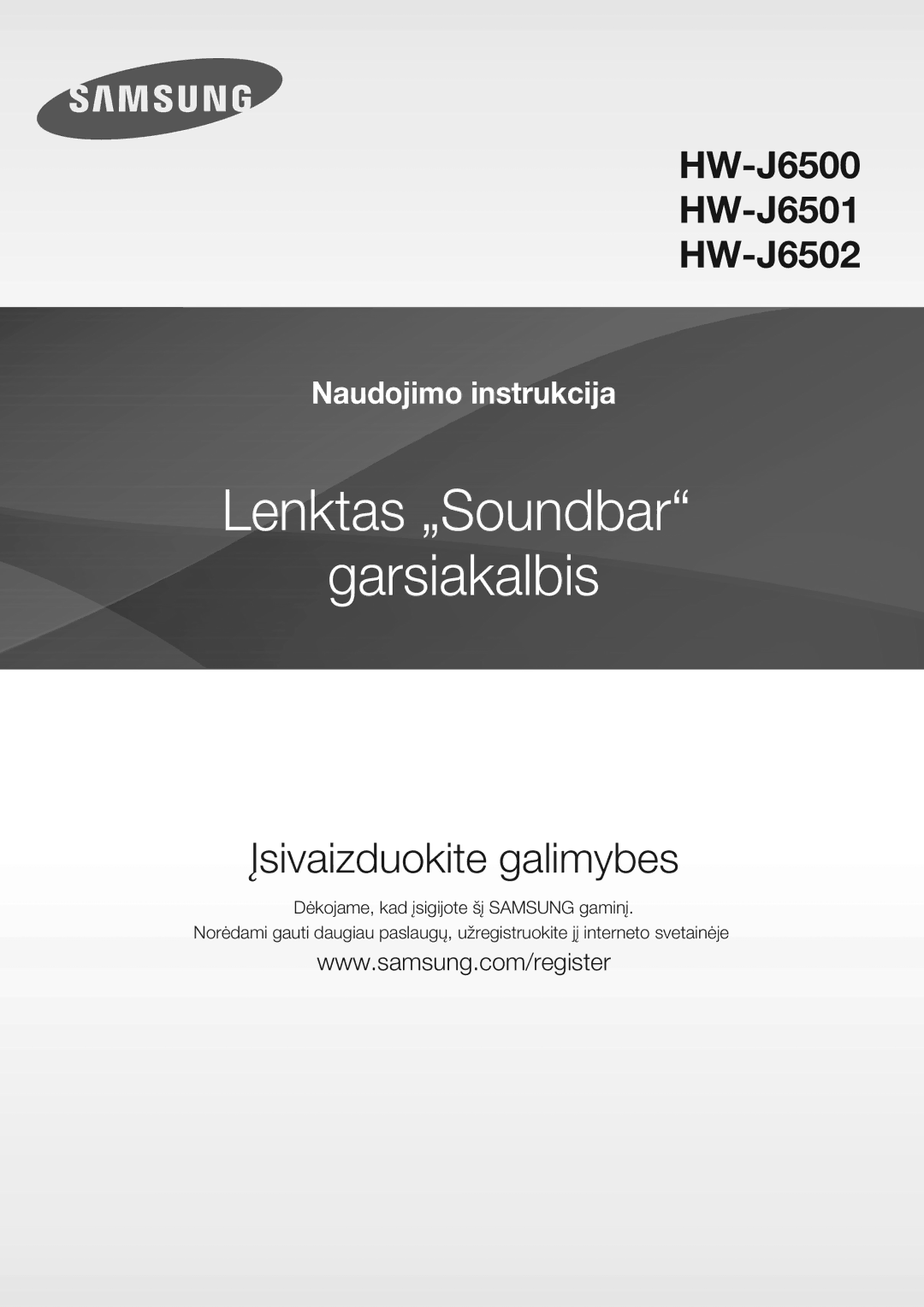 Samsung HW-J6502/EN manual Lenktas „Soundbar garsiakalbis 