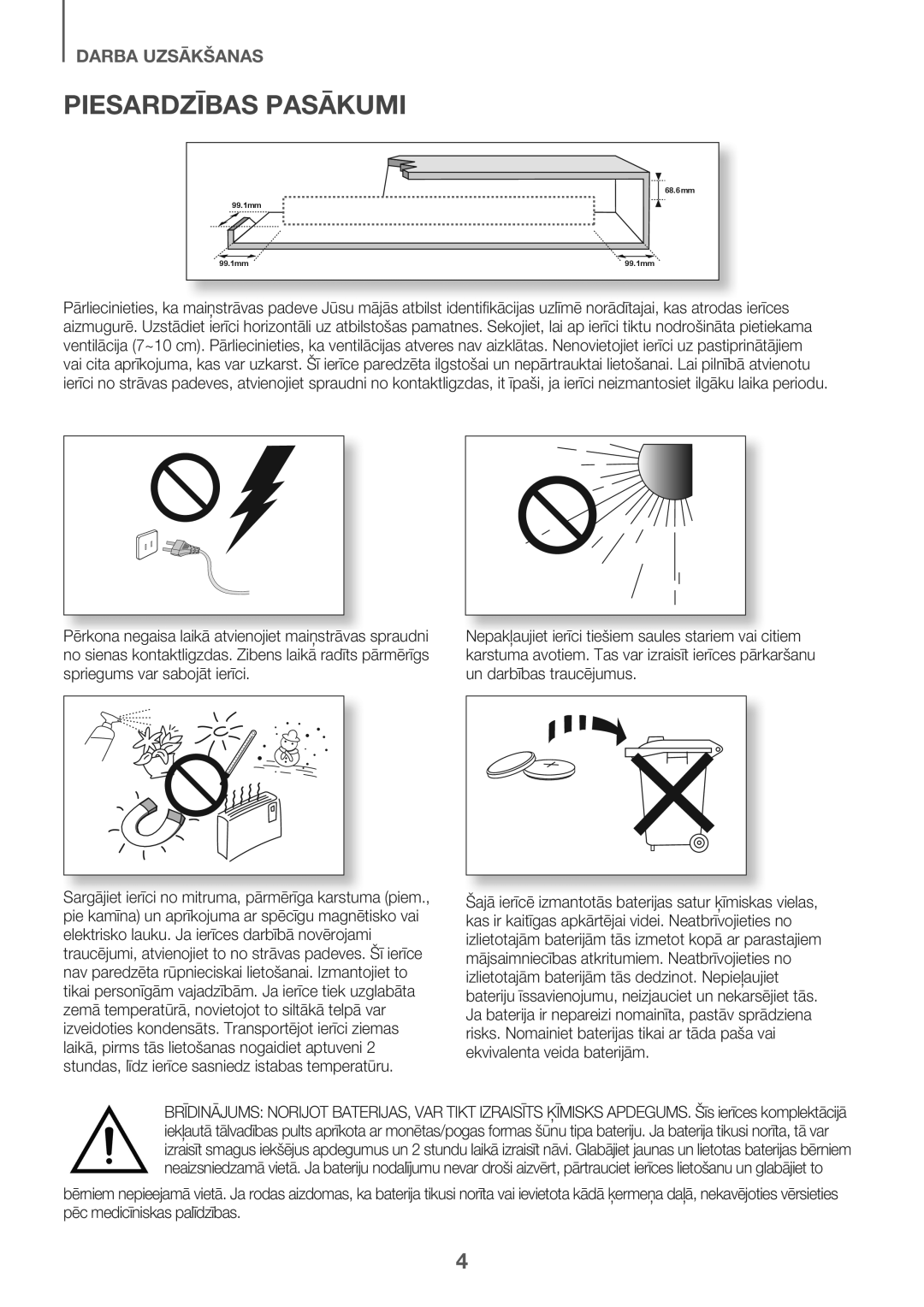 Samsung HW-J6502/EN manual Piesardzības Pasākumi 