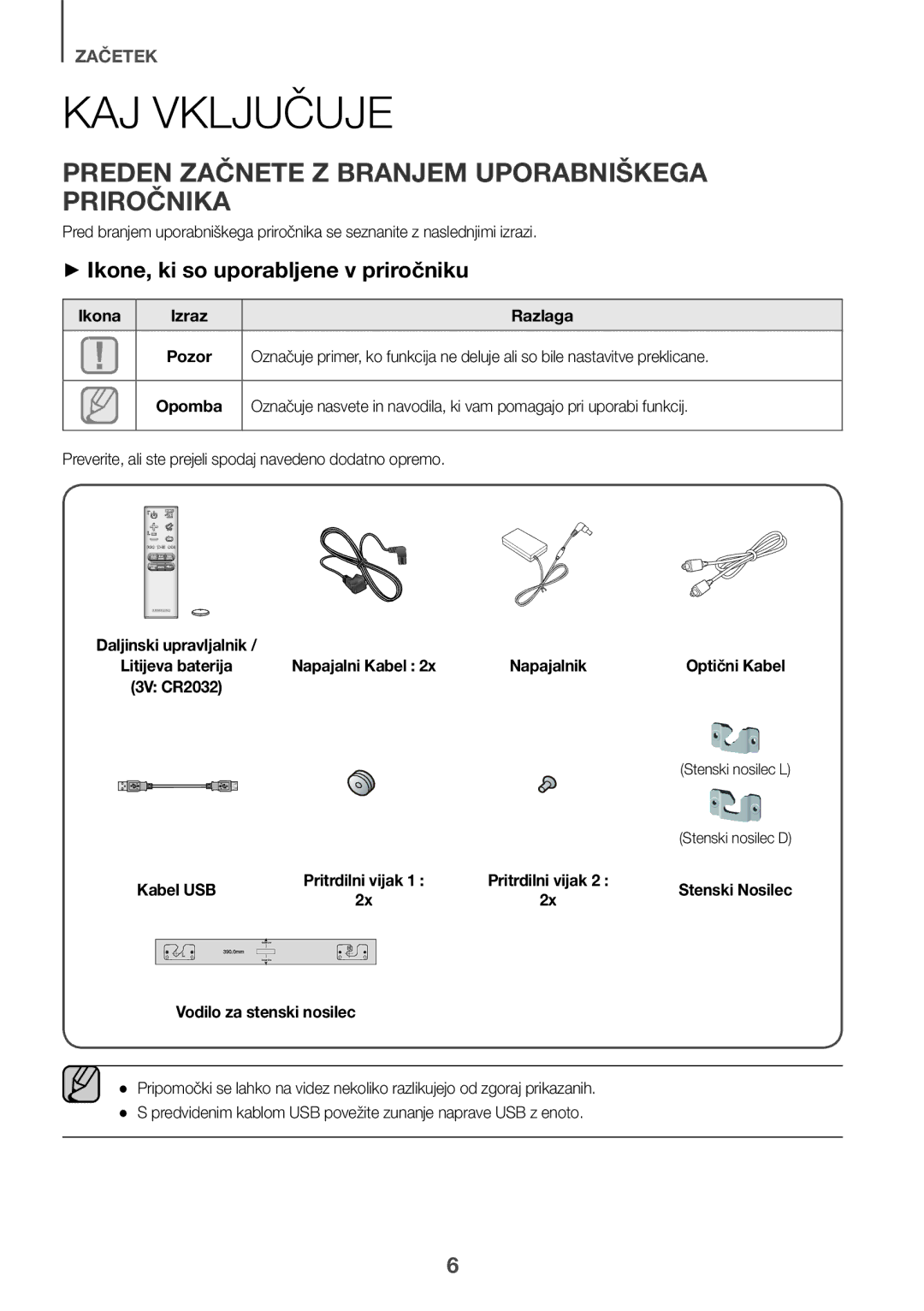 Samsung HW-J651/ZF, HW-J650/EN, HW-J651/EN, HW-J661/XE manual KAJ Vključuje, Preden Začnete Z Branjem Uporabniškega Priročnika 