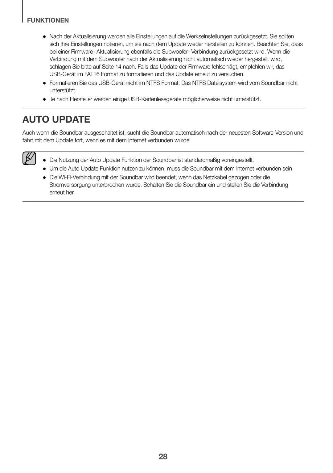 Samsung HW-J650/XN, HW-J650/EN, HW-J651/EN, HW-J651/ZF, HW-J661/XE, HW-J660/XE, HW-J651/XN manual Auto Update 