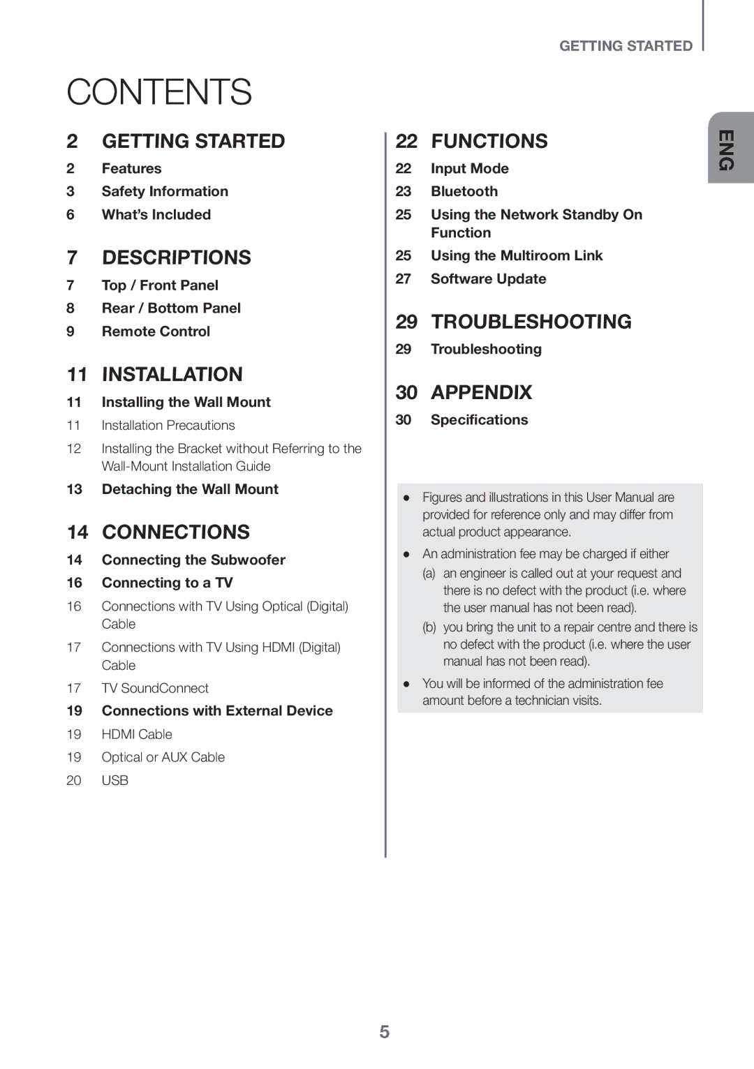 Samsung HW-J651/XN, HW-J650/EN, HW-J651/EN, HW-J651/ZF, HW-J661/XE, HW-J660/XE, HW-J650/XN manual Contents 