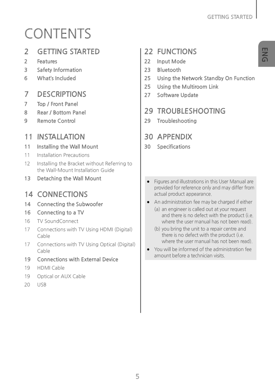 Samsung HW-J651/XN, HW-J650/EN, HW-J651/EN, HW-J651/ZF, HW-J661/XE, HW-J660/XE, HW-J650/XN manual Contents 