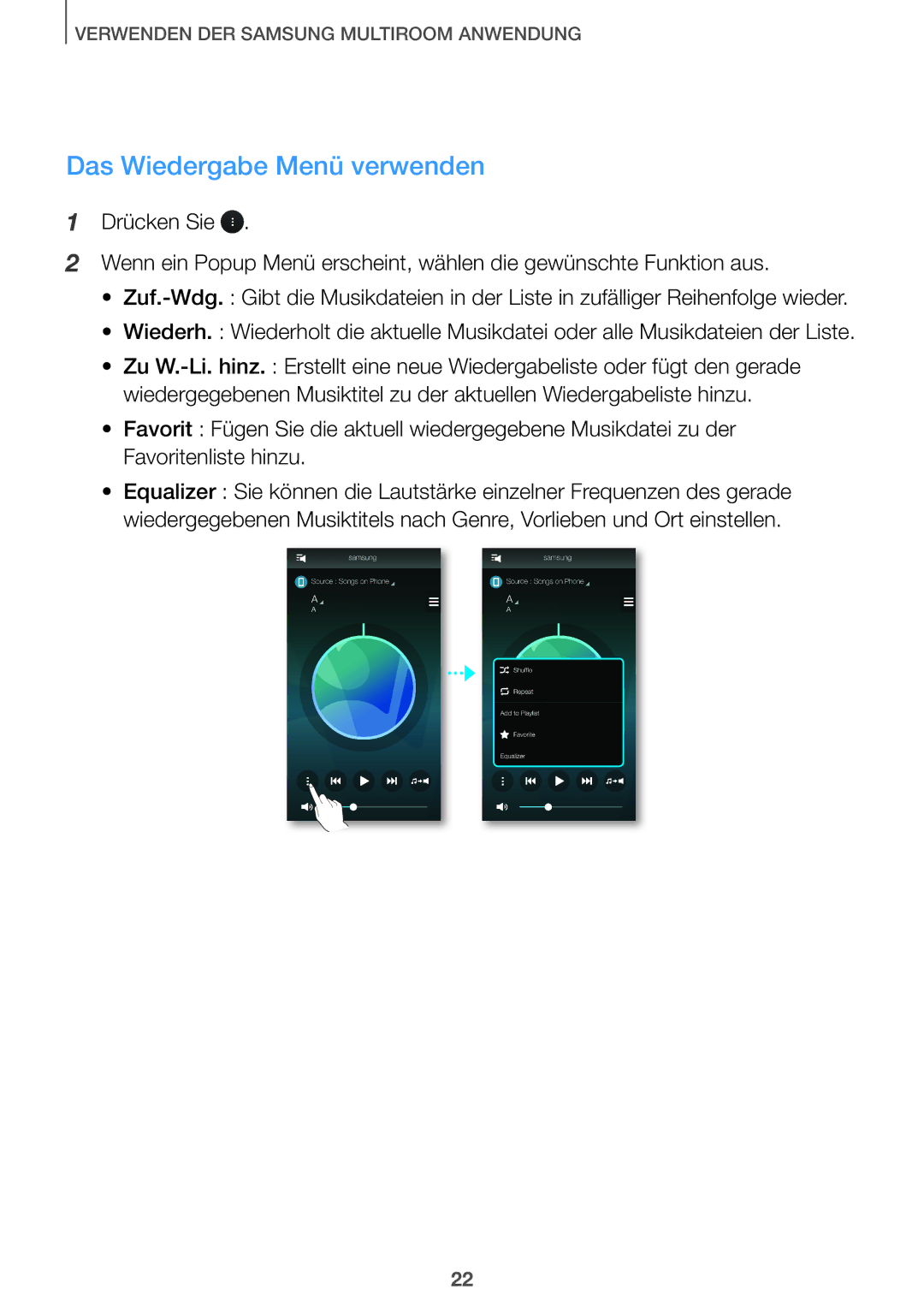 Samsung HW-J650/EN, HW-J651/EN manual Das Wiedergabe Menü verwenden 