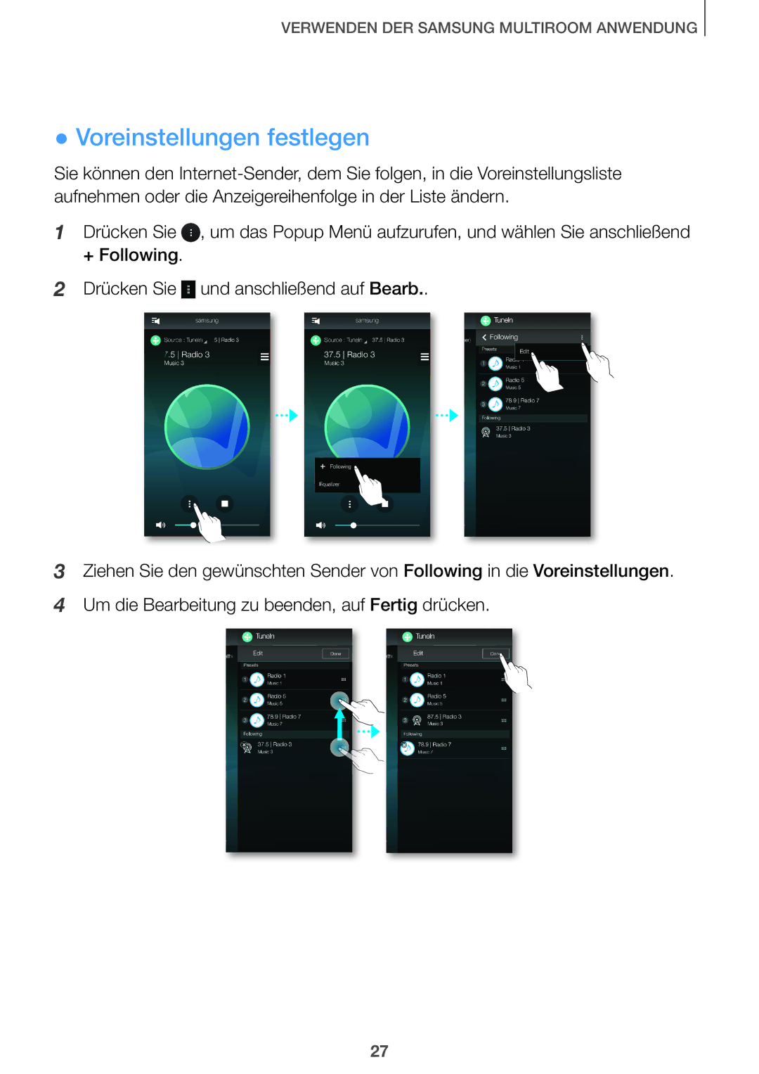 Samsung HW-J651/EN, HW-J650/EN manual Voreinstellungen festlegen 