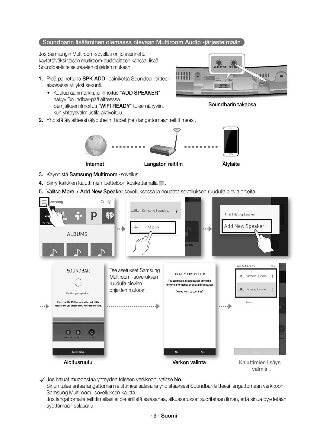 Samsung HW-J6510R/XE, HW-J6511R/XE manual Aloitusruutu Verkon valinta 