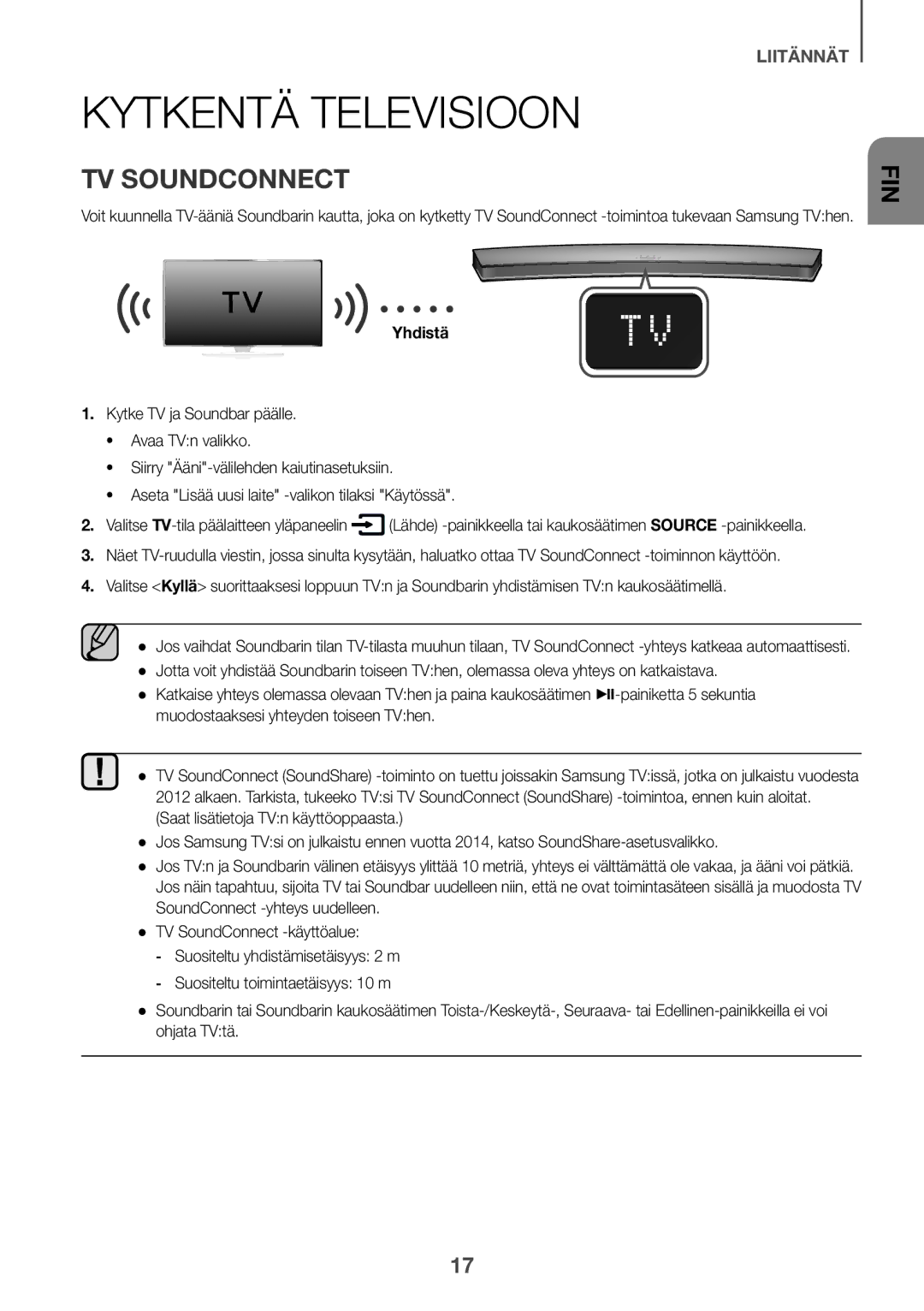 Samsung HW-J6510/XE, HW-J6511/XE manual Kytkentä Televisioon, Yhdistä 