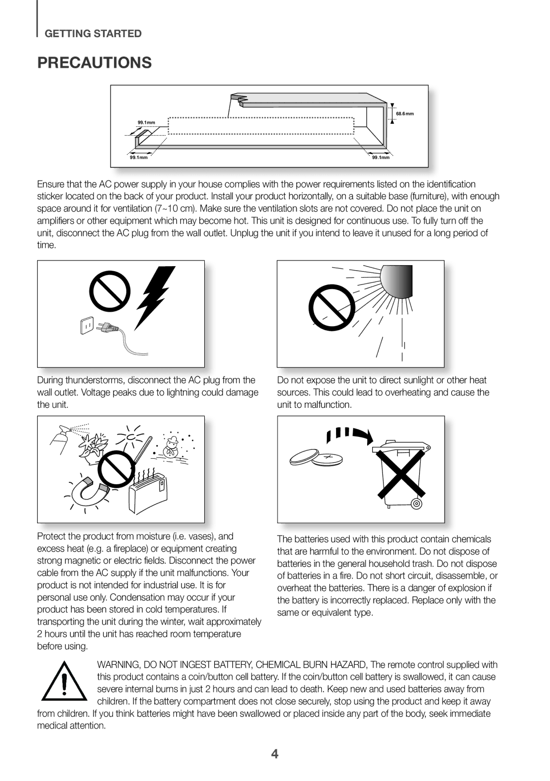 Samsung HW-J6511/XE, HW-J6510/XE manual Precautions 