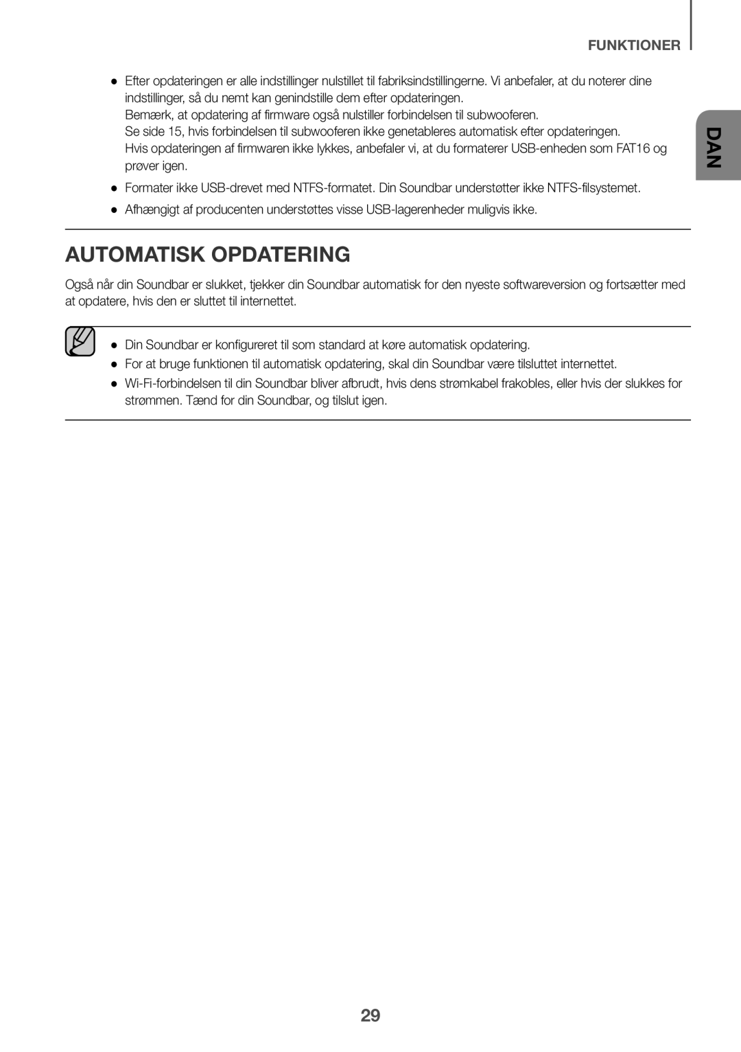 Samsung HW-J6510/XE, HW-J6511/XE manual Automatisk Opdatering 