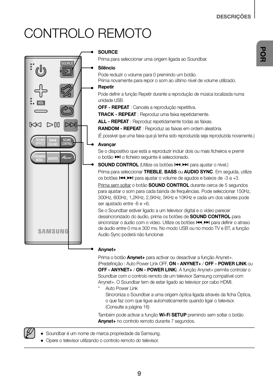 Samsung HW-J651/ZF manual Controlo Remoto, Silêncio, Avançar 