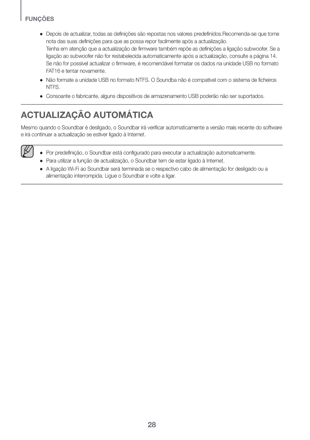 Samsung HW-J651/ZF manual Actualização Automática 