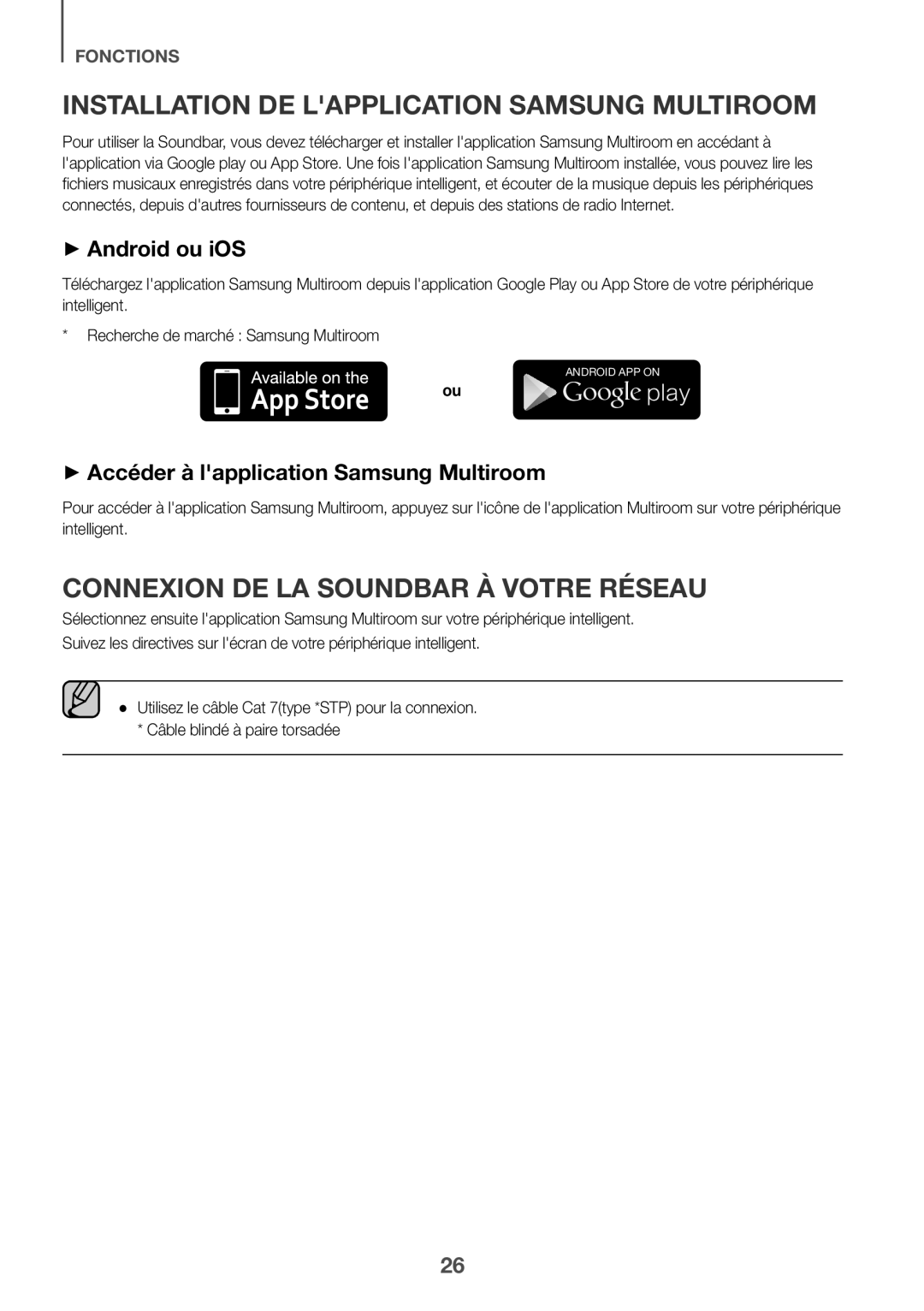 Samsung HW-J651/ZF manual ++Android ou iOS, ++Accéder à lapplication Samsung Multiroom 