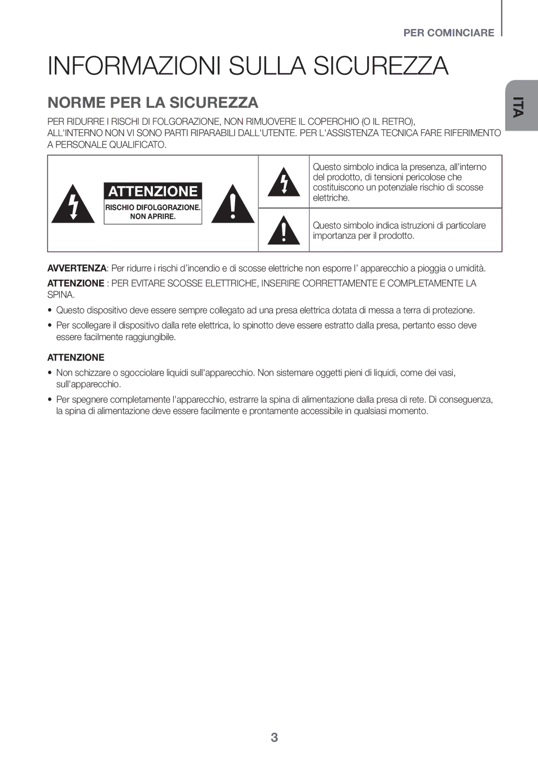 Samsung HW-J651/ZF manual Informazioni Sulla Sicurezza, Norme PER LA Sicurezza 