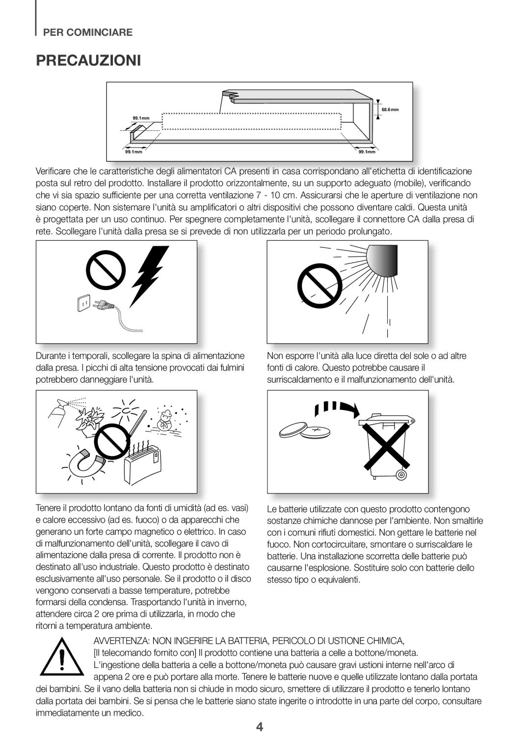 Samsung HW-J651/ZF manual Precauzioni 