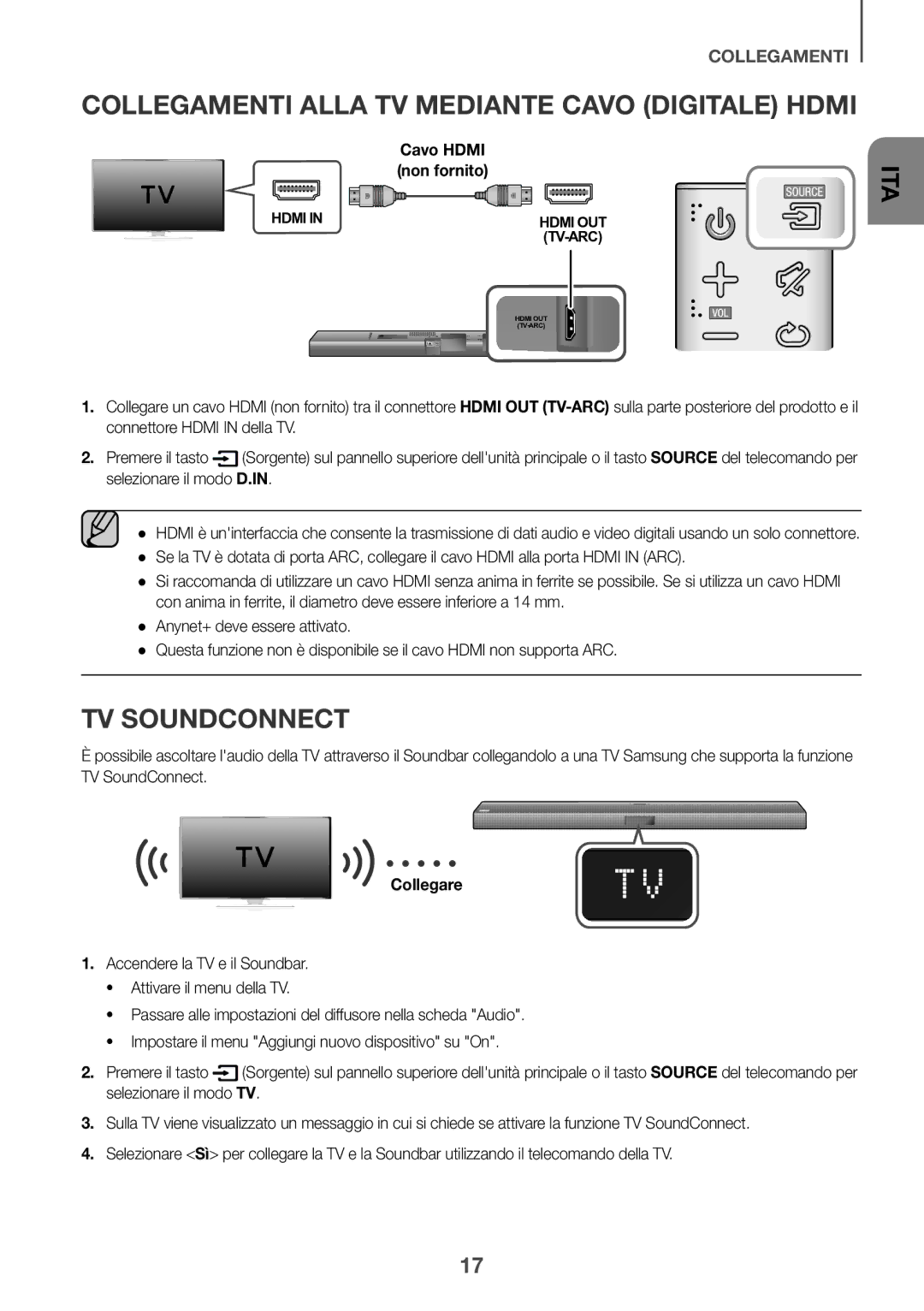 Samsung HW-J651/ZF manual Collegamenti Alla TV Mediante Cavo Digitale Hdmi, Collegare 