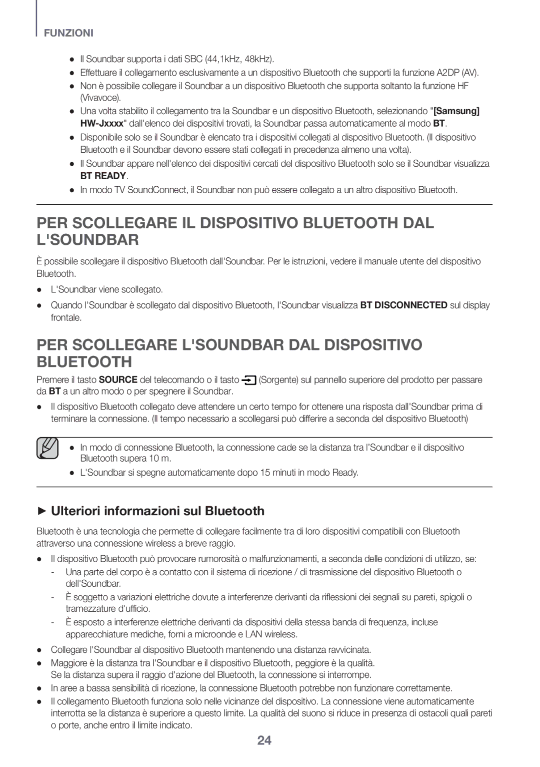 Samsung HW-J651/ZF PER Scollegare IL Dispositivo Bluetooth DAL Lsoundbar, ++Ulteriori informazioni sul Bluetooth, Vivavoce 