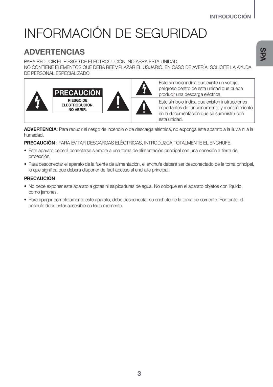 Samsung HW-J651/ZF manual Información DE Seguridad, Advertencias 