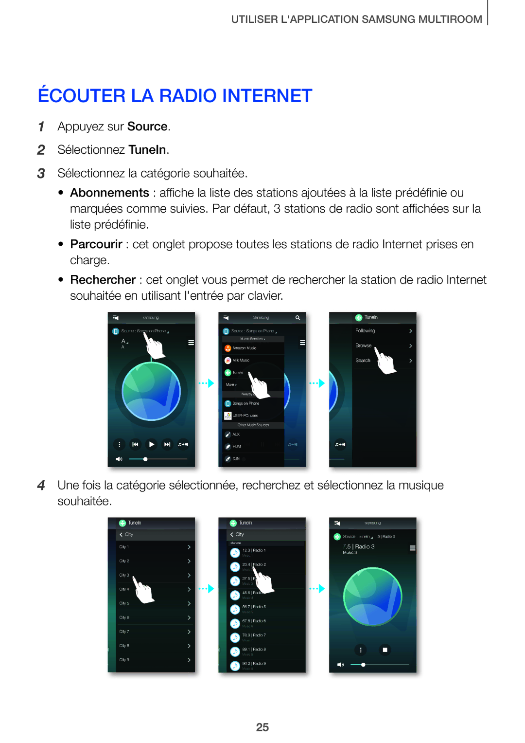 Samsung HW-J651/ZF manual Écouter LA Radio Internet 