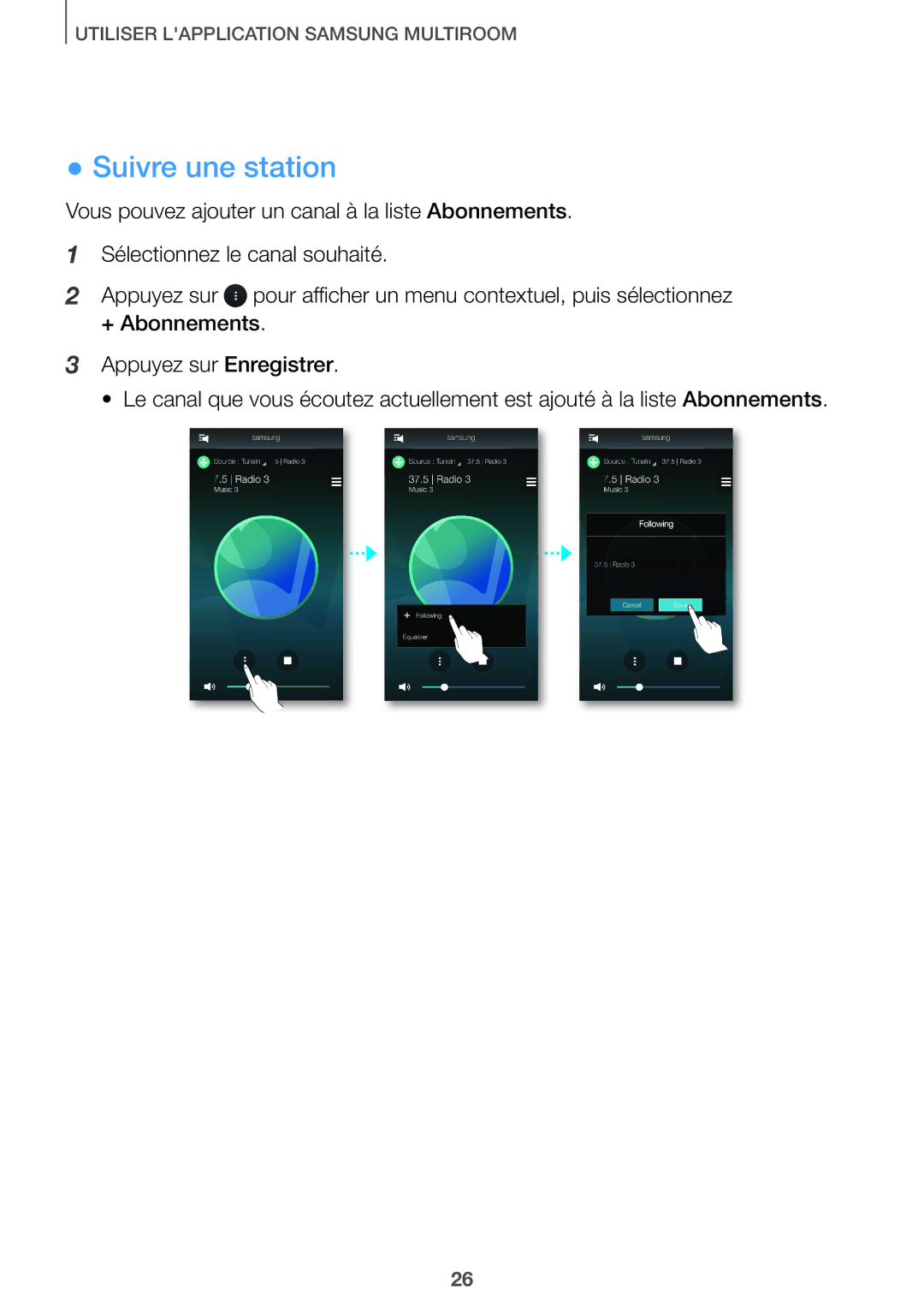 Samsung HW-J651/ZF manual Suivre une station 