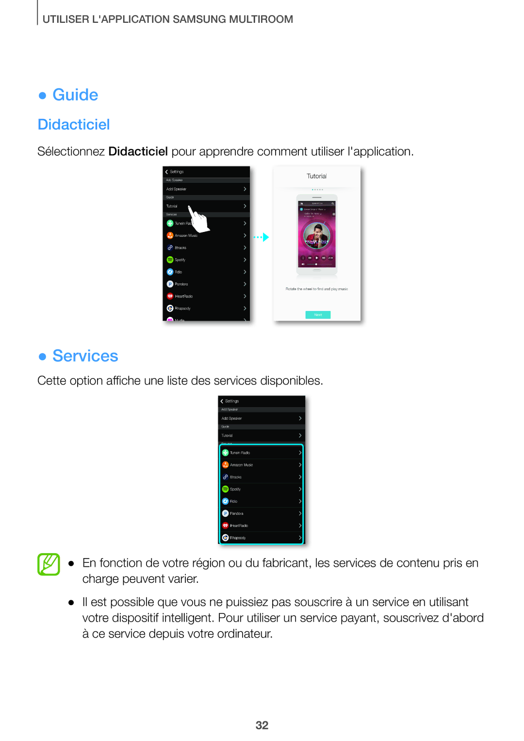 Samsung HW-J651/ZF manual Guide, Services, Didacticiel 