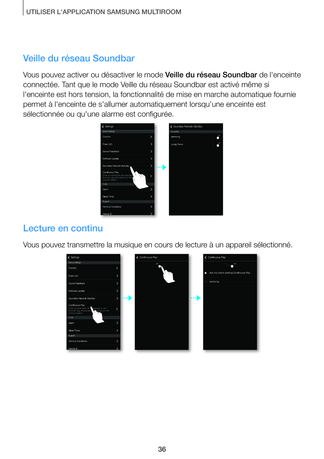 Samsung HW-J651/ZF manual Veille du réseau Soundbar, Lecture en continu 