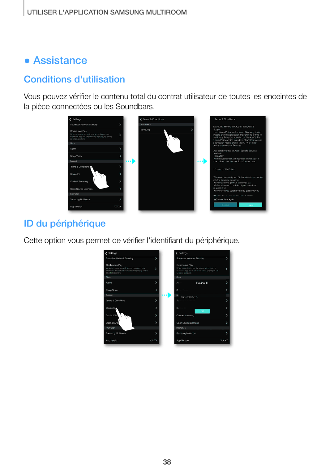 Samsung HW-J651/ZF manual Assistance, Conditions dutilisation, ID du périphérique 